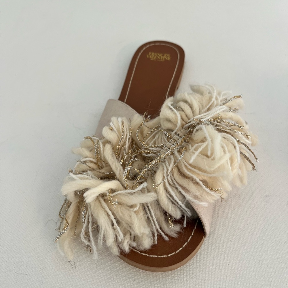 Francs Valentine Tan and Gold Fringe Sandals - Picture 3 of 6
